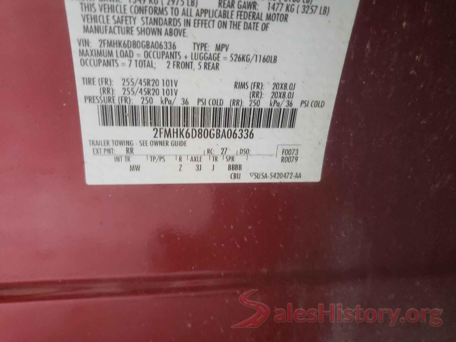 2FMHK6D80GBA06336 2016 FORD FLEX