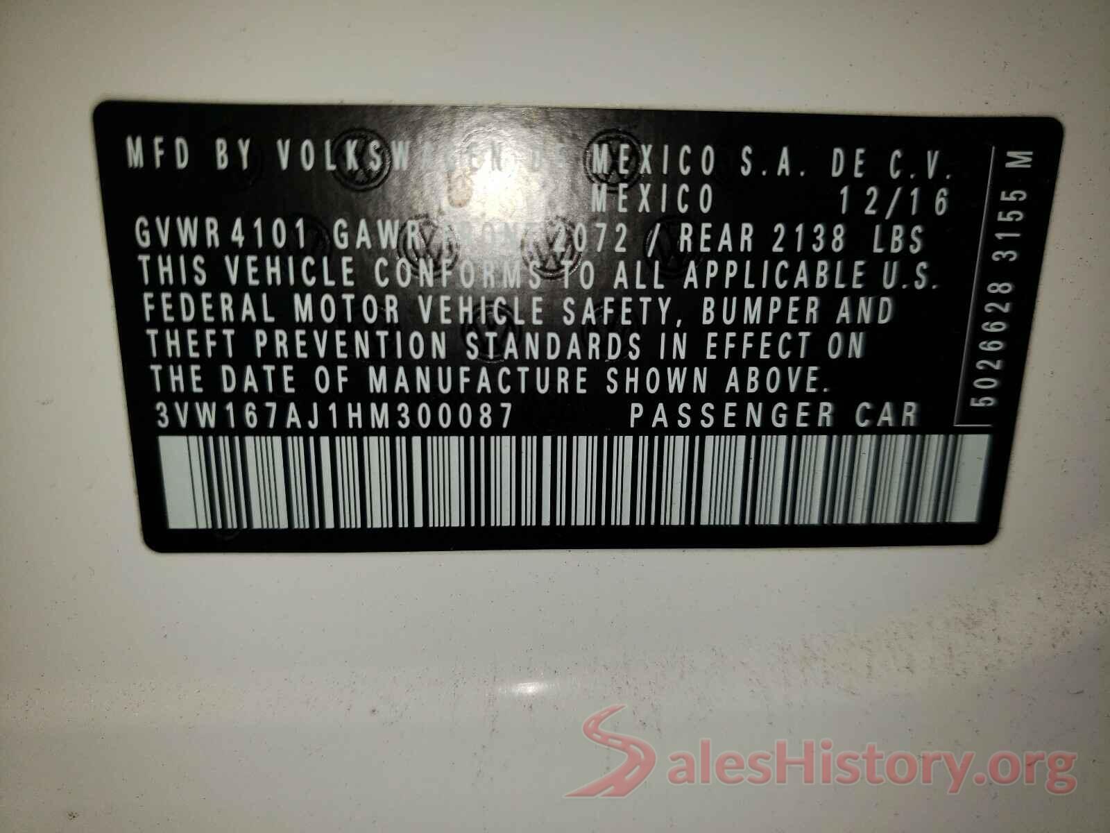 3VW167AJ1HM300087 2017 VOLKSWAGEN JETTA