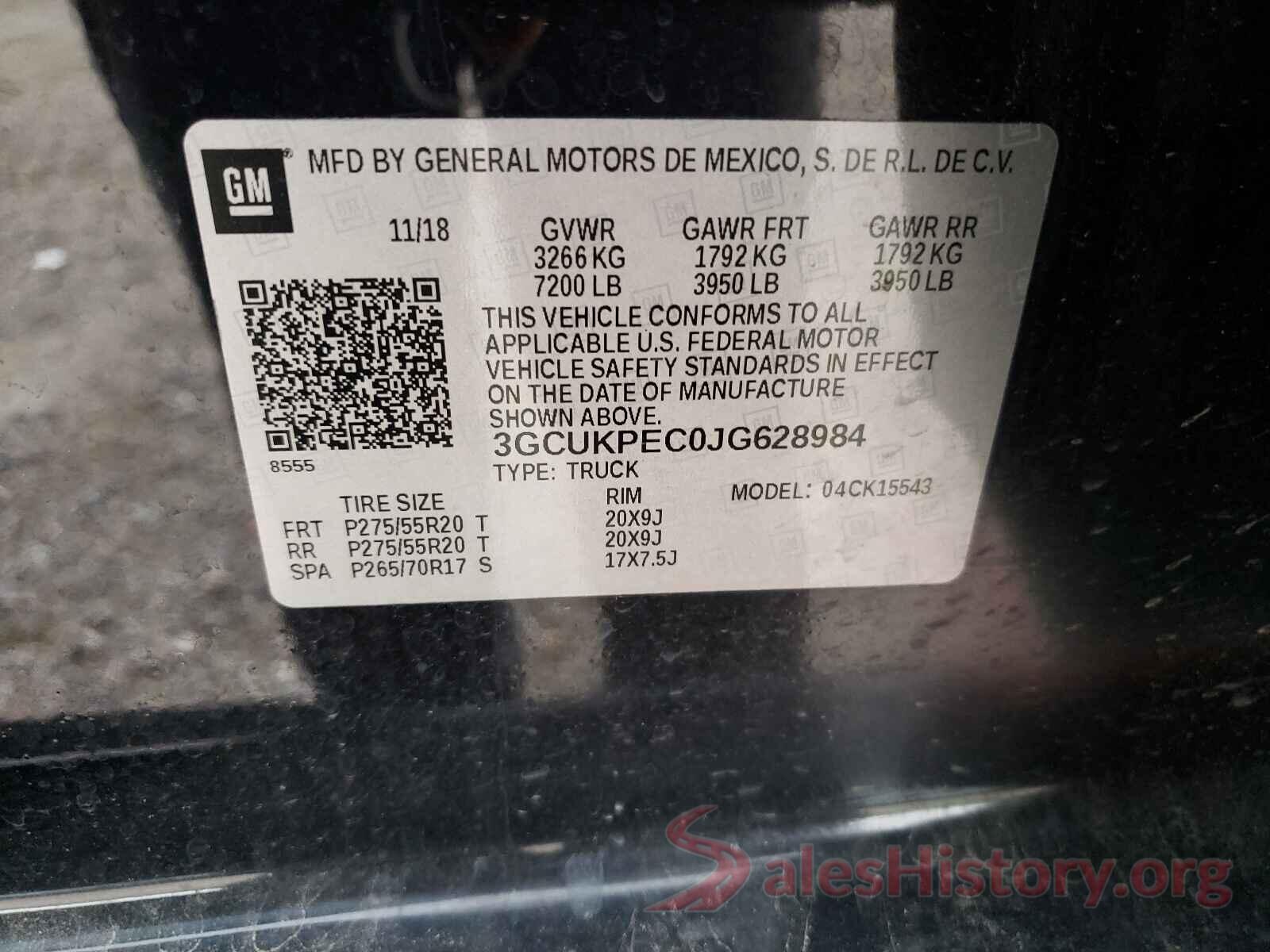 3GCUKPEC0JG628984 2018 CHEVROLET SILVERADO