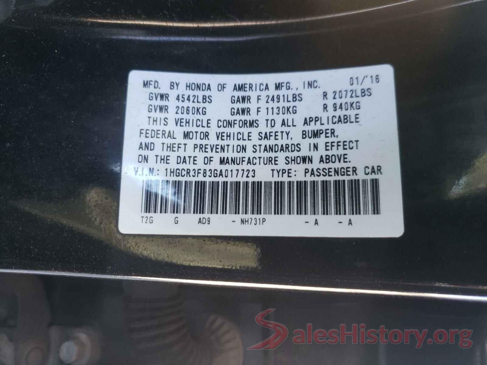 1HGCR3F83GA017723 2016 HONDA ACCORD