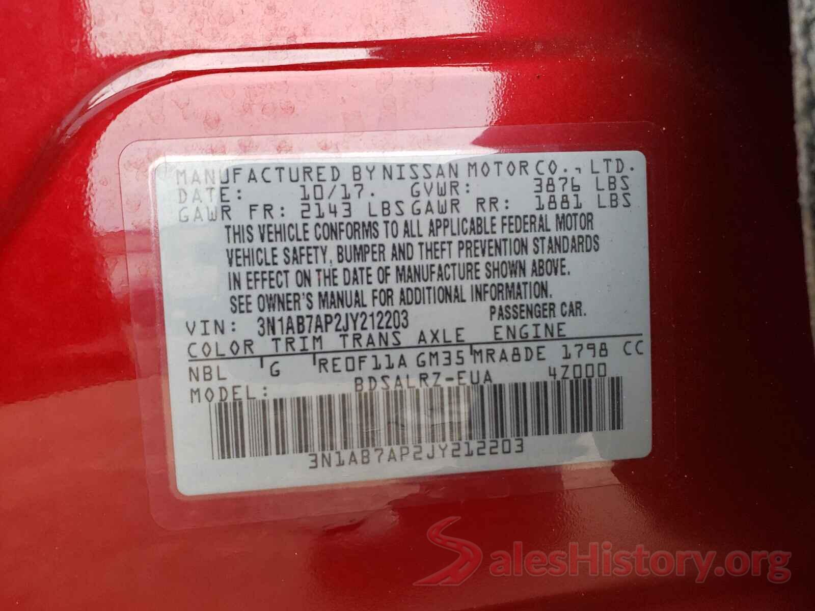 3N1AB7AP2JY212203 2018 NISSAN SENTRA