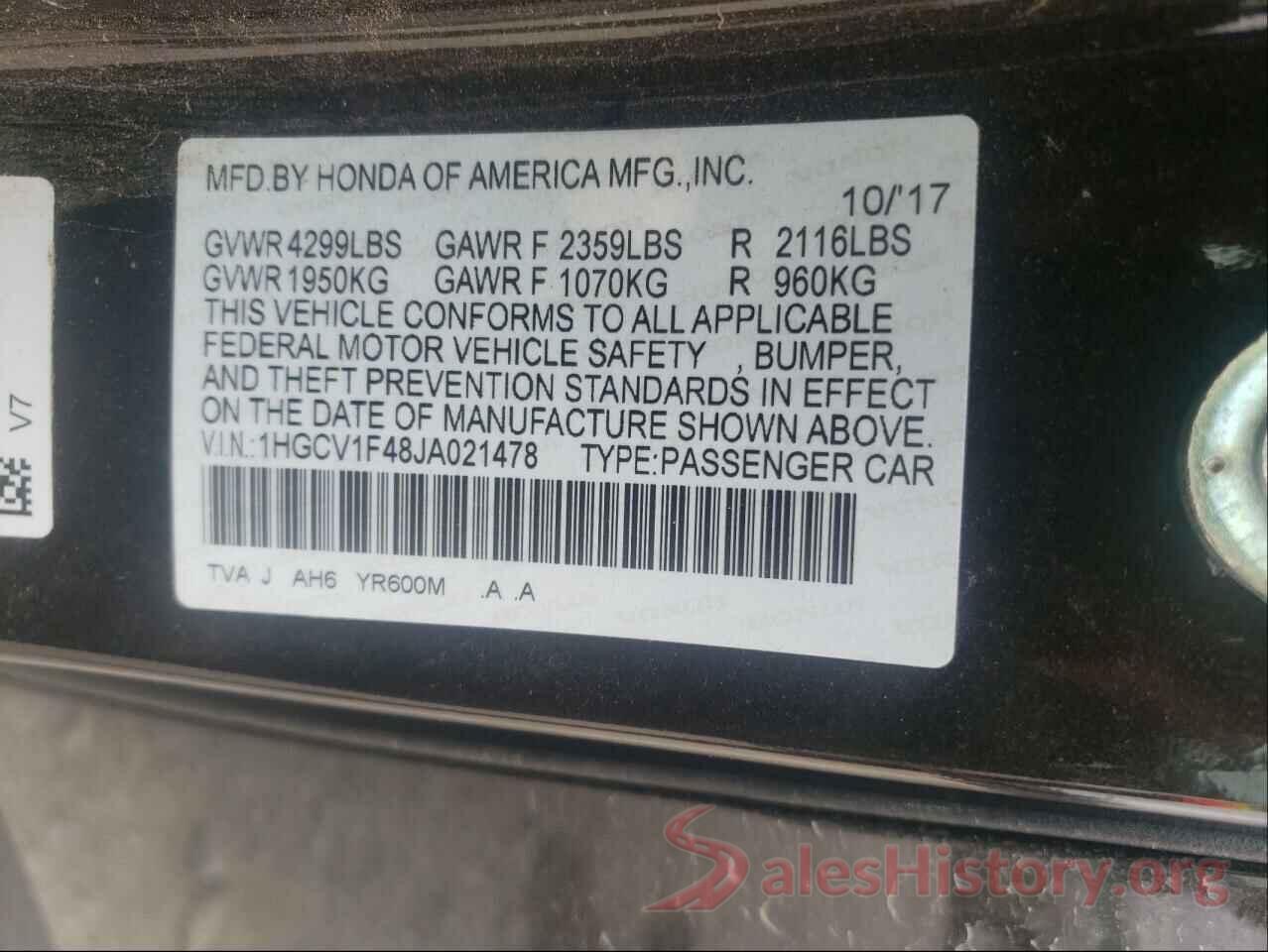 1HGCV1F48JA021478 2018 HONDA ACCORD