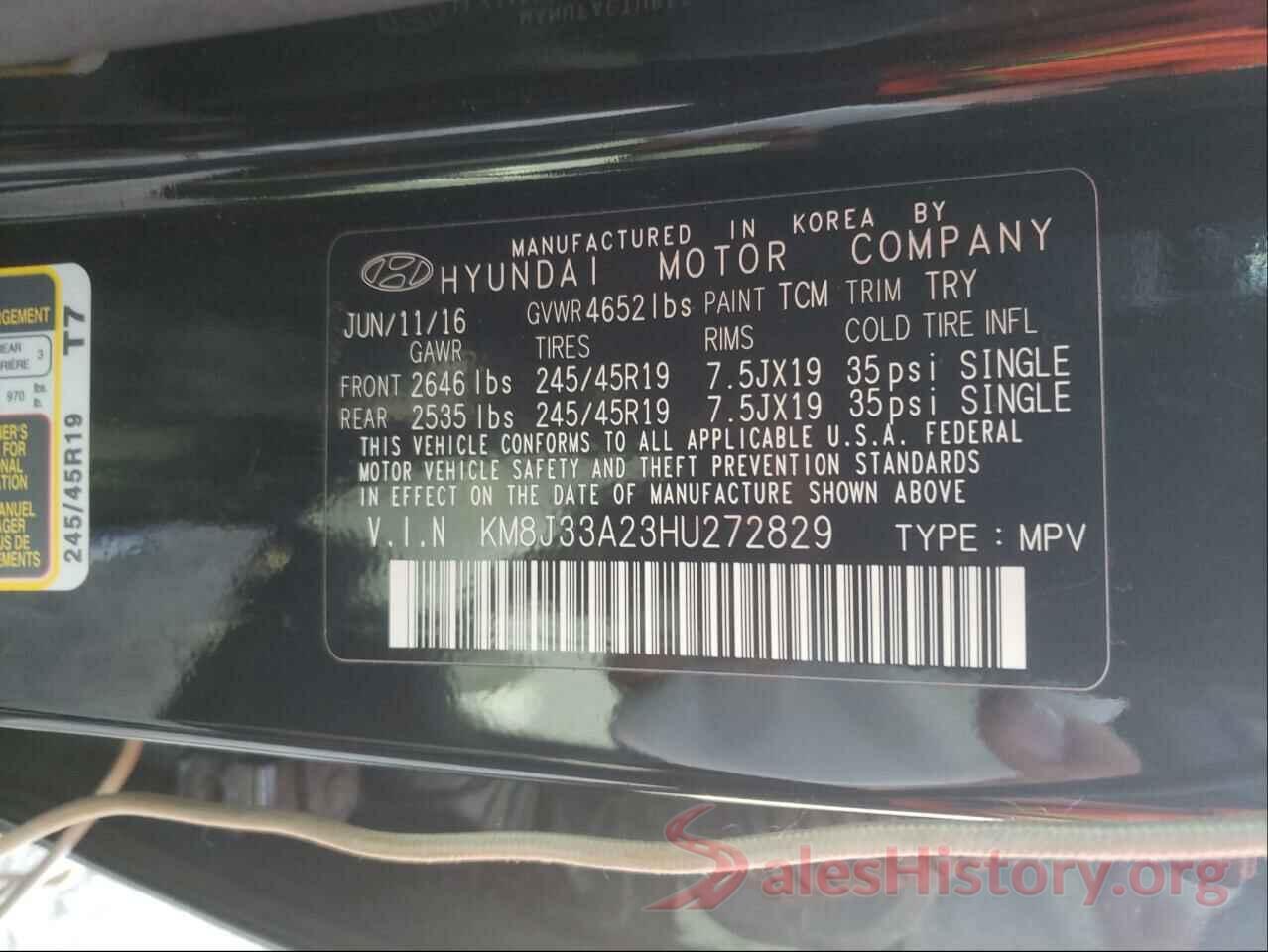 KM8J33A23HU272829 2017 HYUNDAI TUCSON