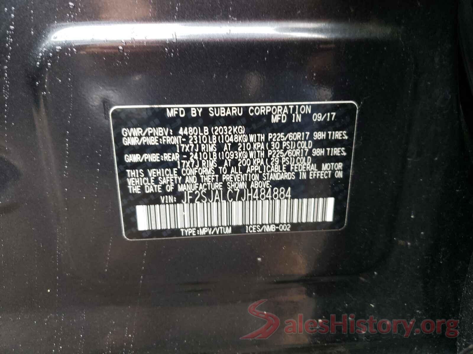 JF2SJALC7JH484884 2018 SUBARU FORESTER