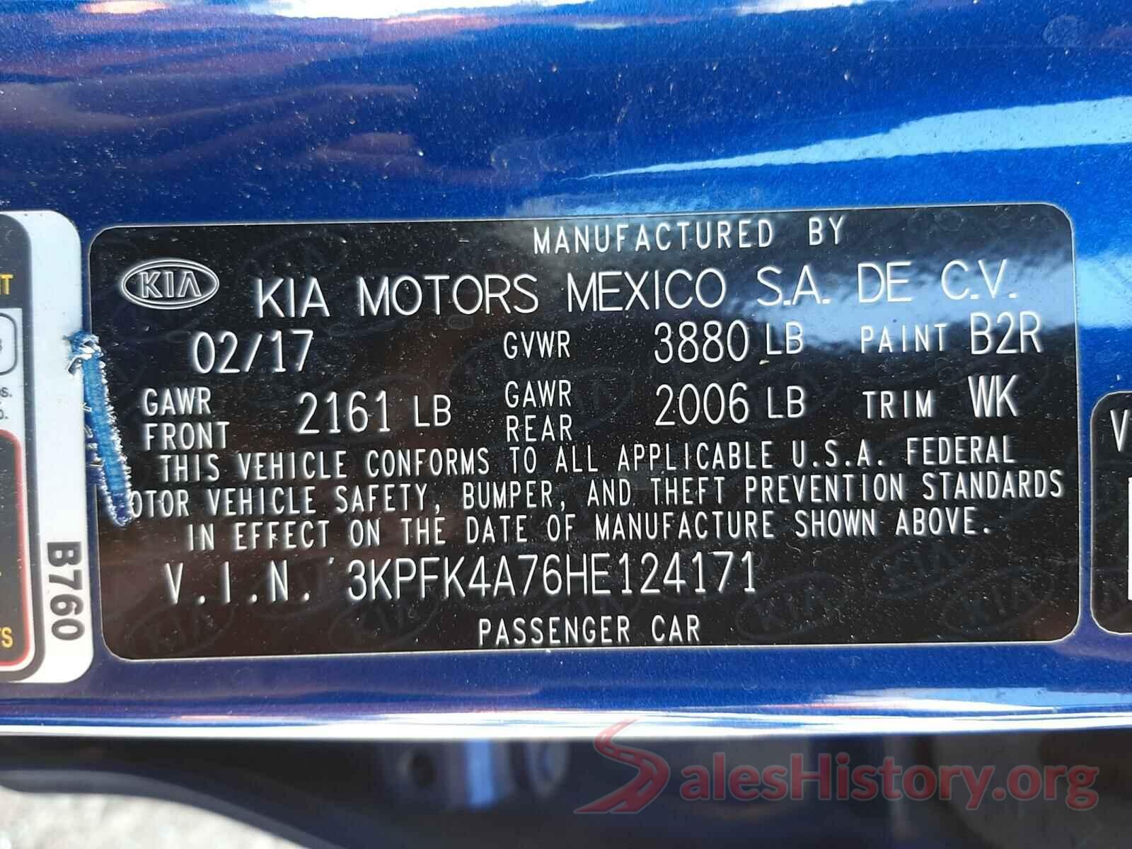 3KPFK4A76HE124171 2017 KIA FORTE