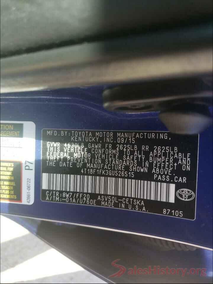 4T1BF1FK3GU526515 2016 TOYOTA CAMRY