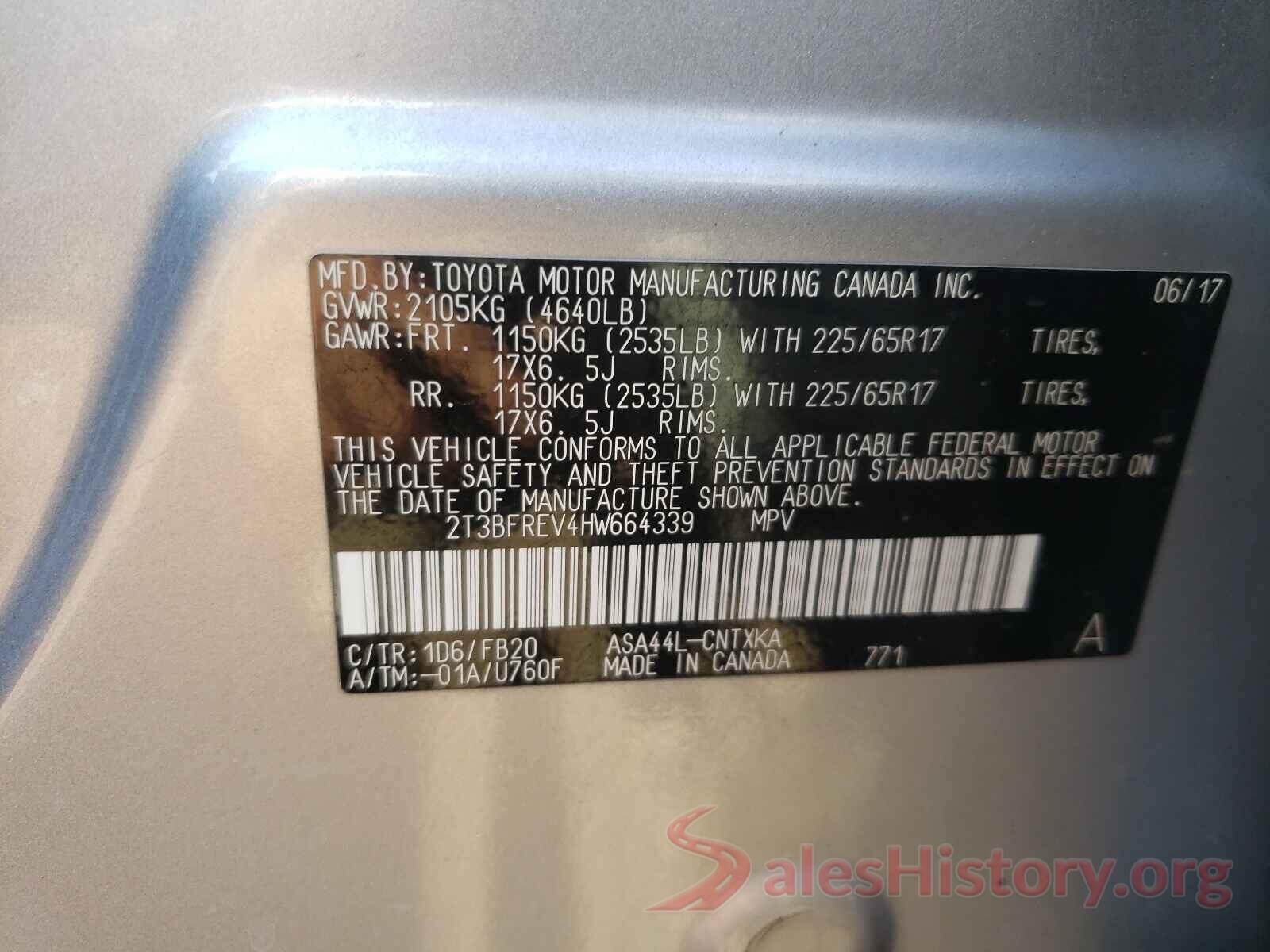 2T3BFREV4HW664339 2017 TOYOTA RAV4