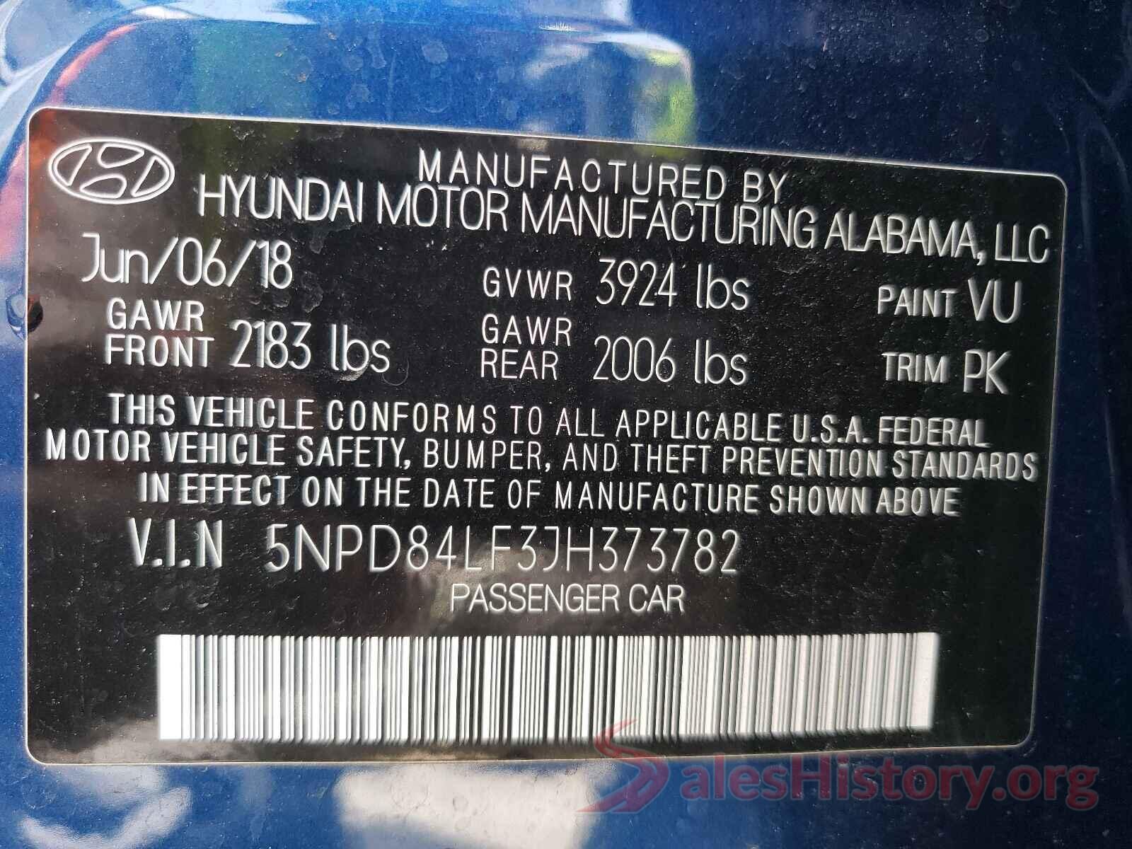 5NPD84LF3JH373782 2018 HYUNDAI ELANTRA