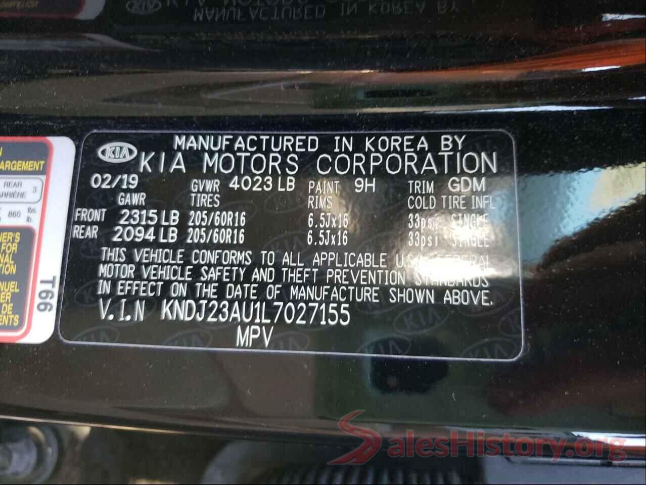 KNDJ23AU1L7027155 2020 KIA SOUL