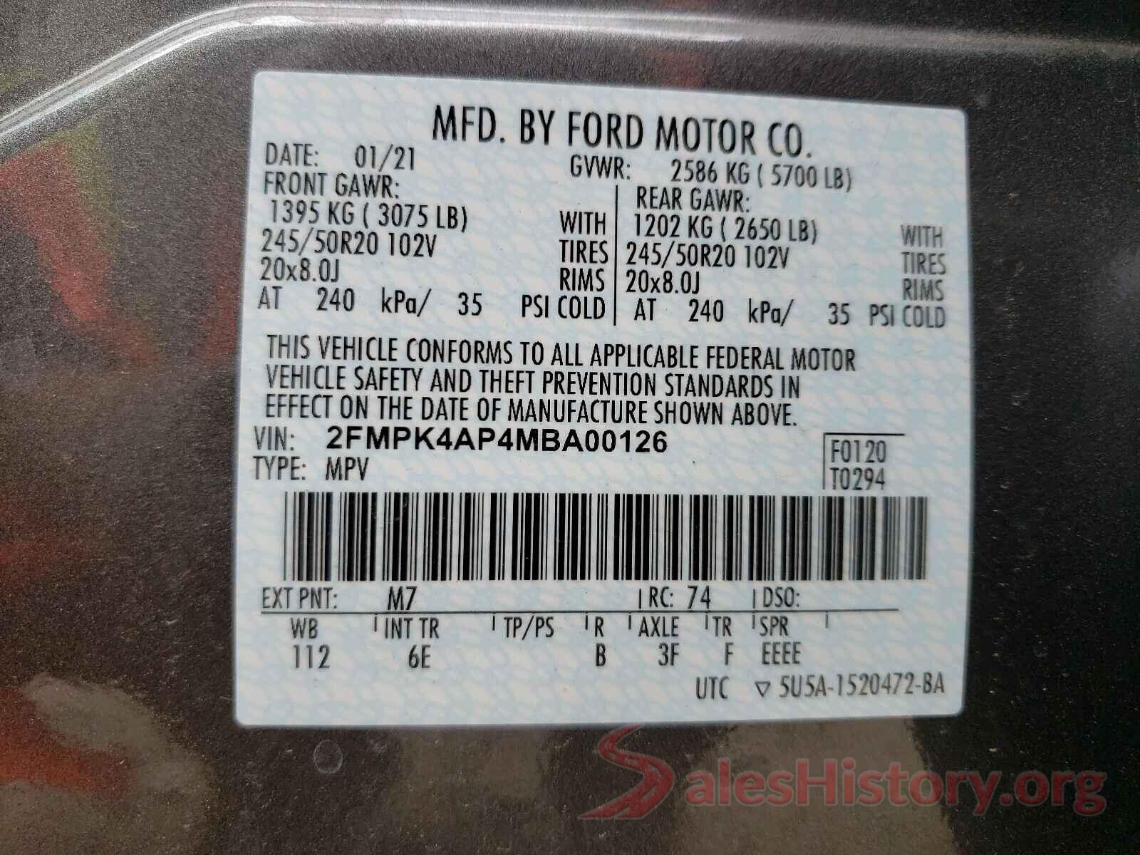 2FMPK4AP4MBA00126 2021 FORD EDGE