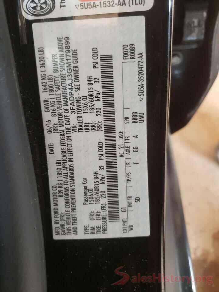 3FADP4AJ3GM179899 2016 FORD FIESTA