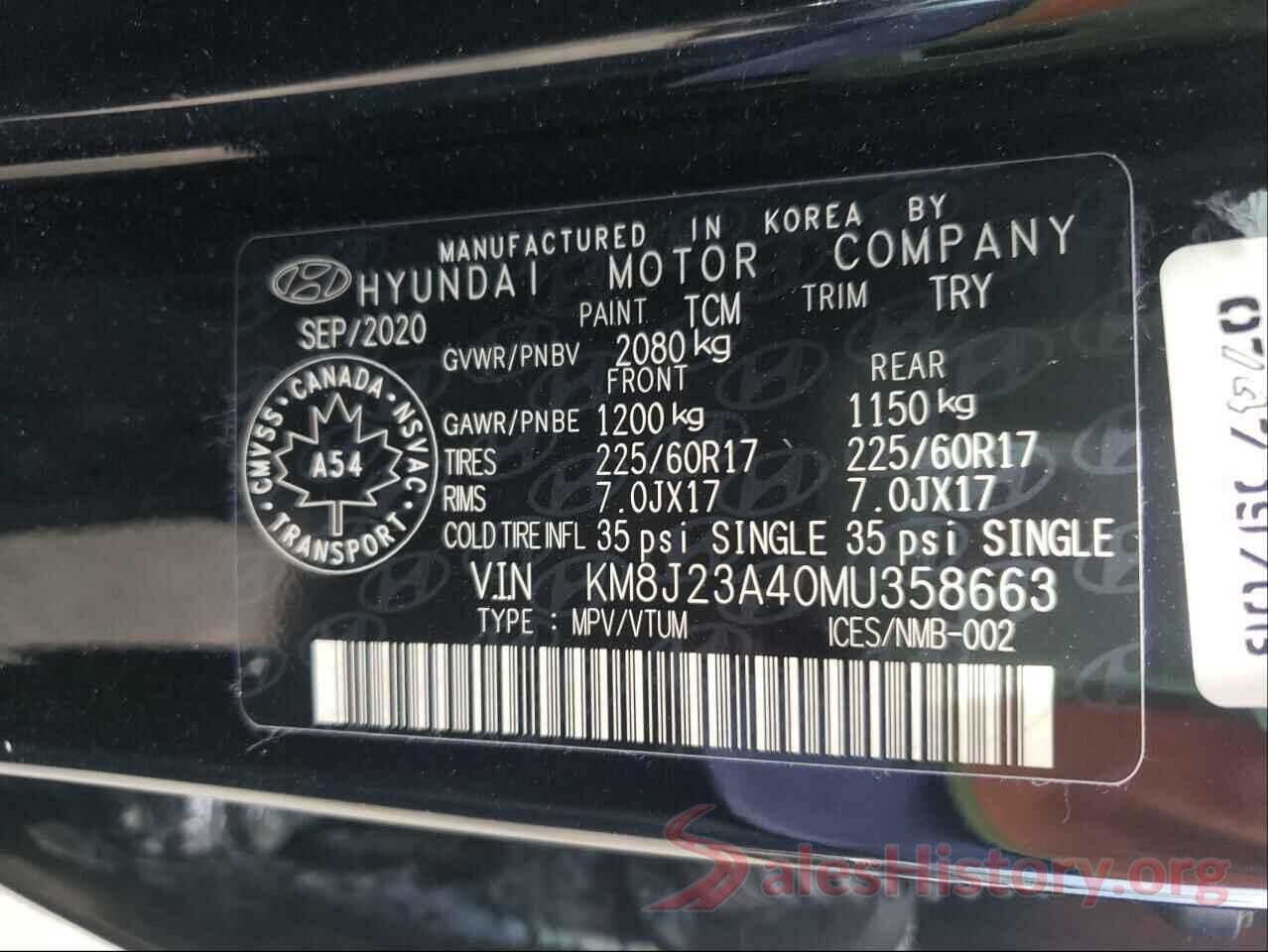 KM8J23A40MU358663 2021 HYUNDAI TUCSON