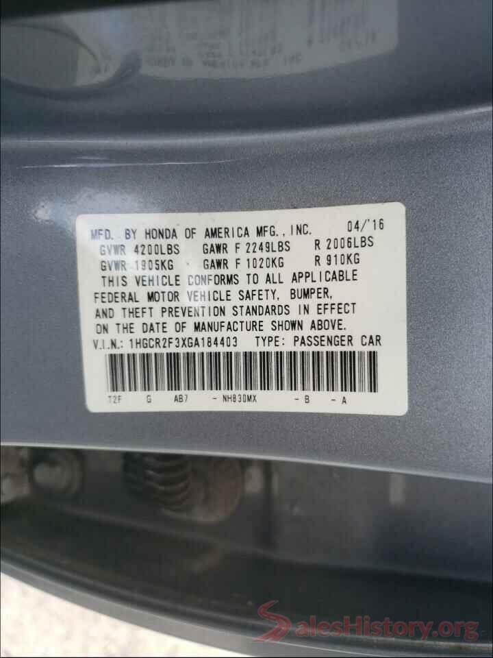 1HGCR2F3XGA184403 2016 HONDA ACCORD