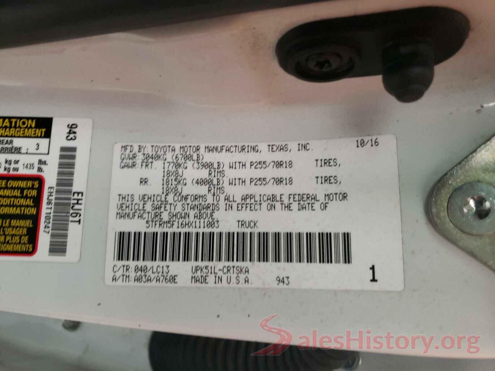 5TFRM5F16HX111003 2017 TOYOTA TUNDRA