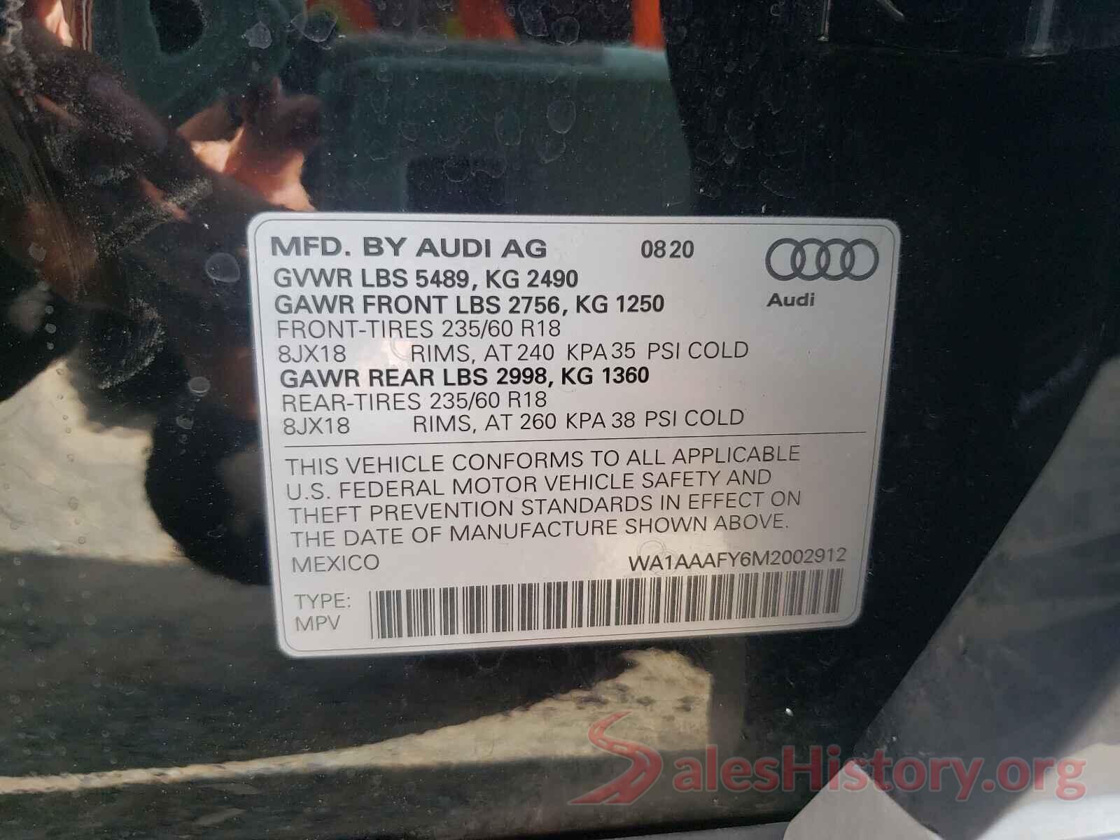 WA1AAAFY6M2002912 2021 AUDI Q5