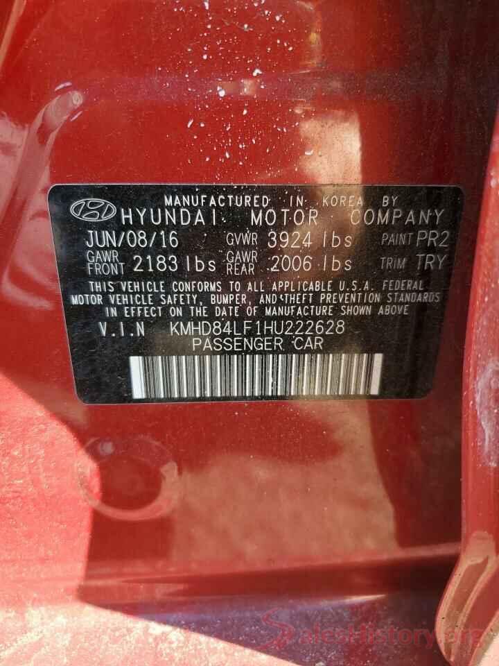 KMHD84LF1HU222628 2017 HYUNDAI ELANTRA