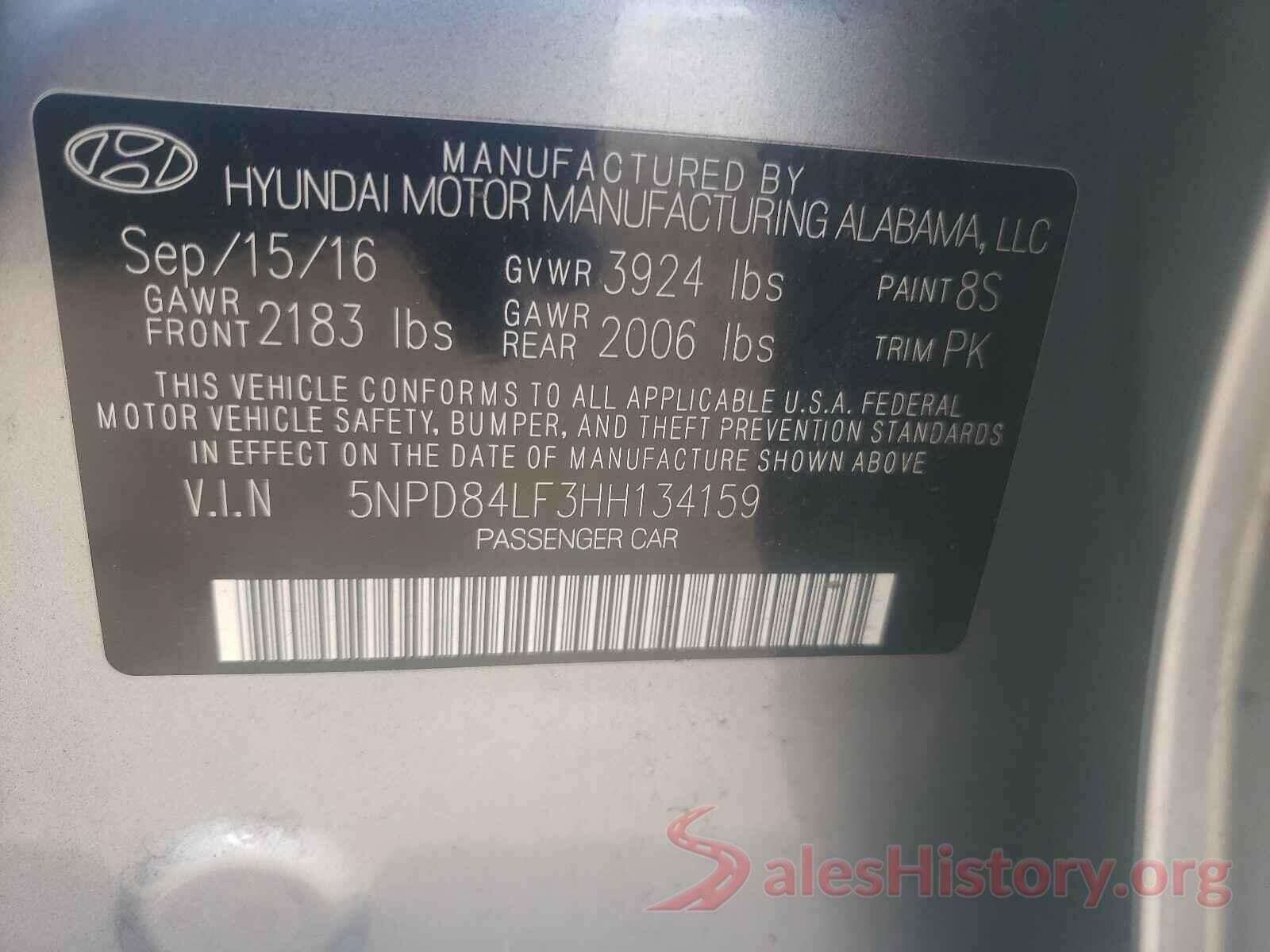 5NPD84LF3HH134159 2017 HYUNDAI ELANTRA