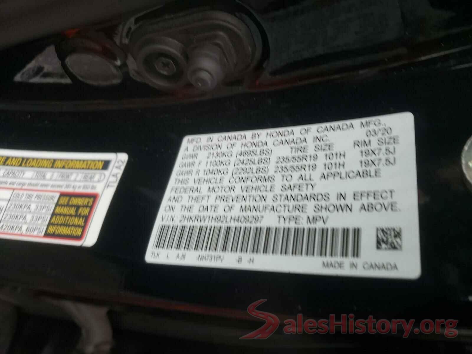 2HKRW1H92LH409297 2020 HONDA CRV