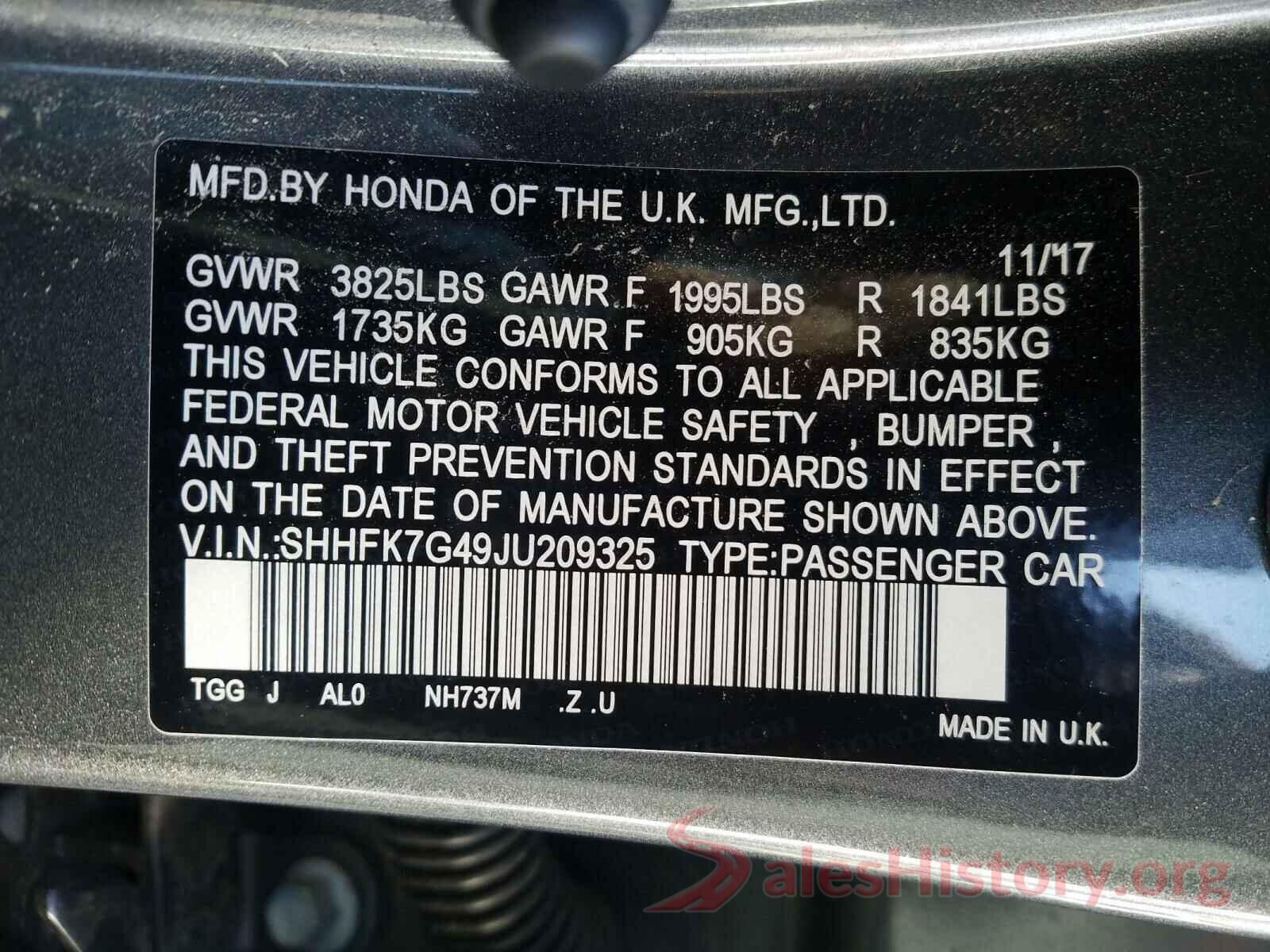 SHHFK7G49JU209325 2018 HONDA CIVIC