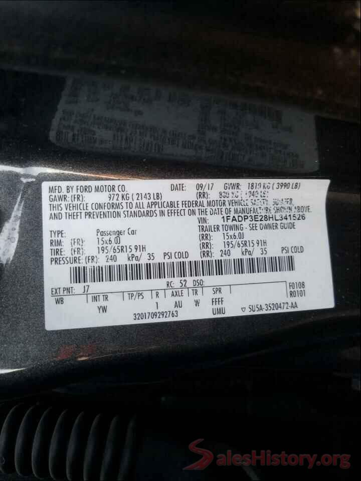 1FADP3E28HL341526 2017 FORD FOCUS