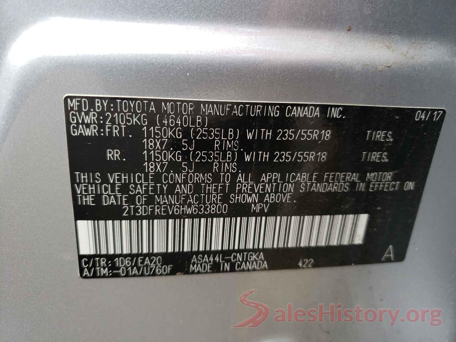 2T3DFREV6HW633800 2017 TOYOTA RAV4