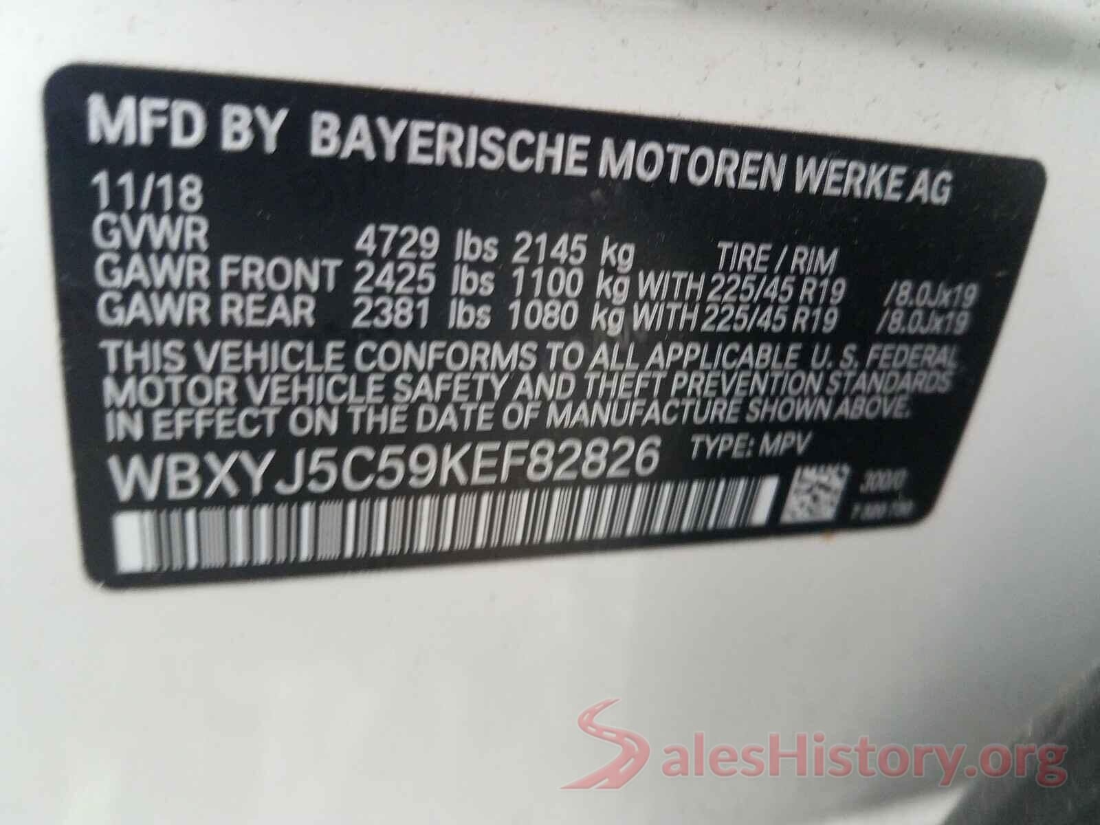 WBXYJ5C59KEF82826 2019 BMW X2