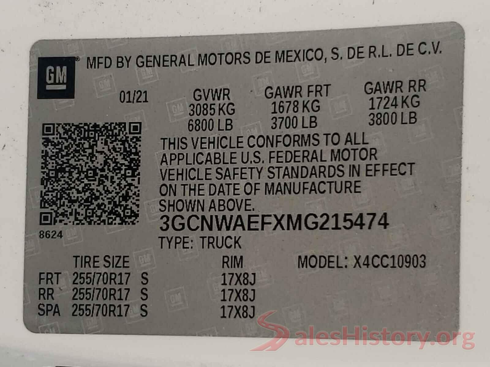 3GCNWAEFXMG215474 2021 CHEVROLET SILVERADO