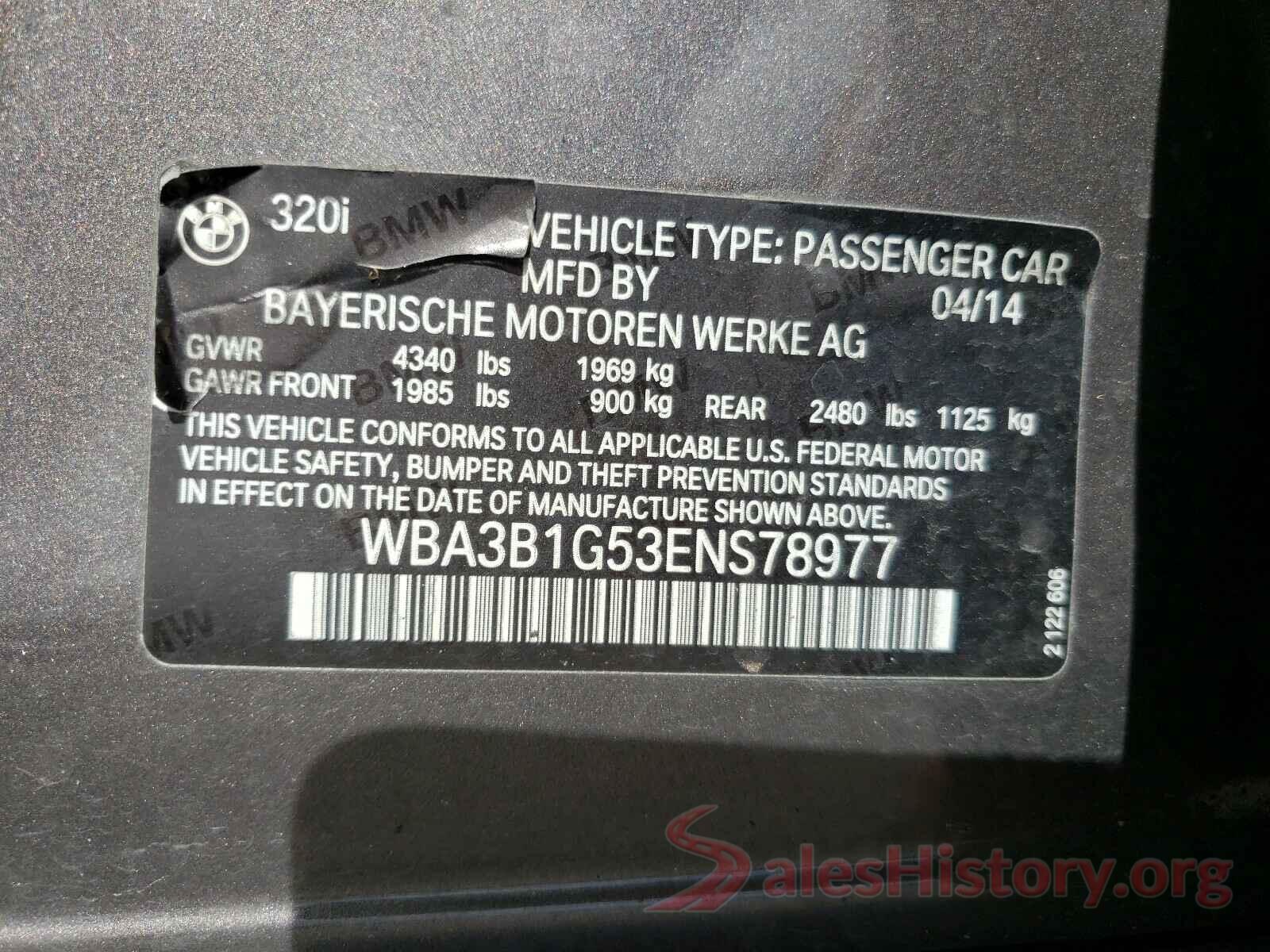 WBA3B1G53ENS78977 2014 BMW 3 SERIES