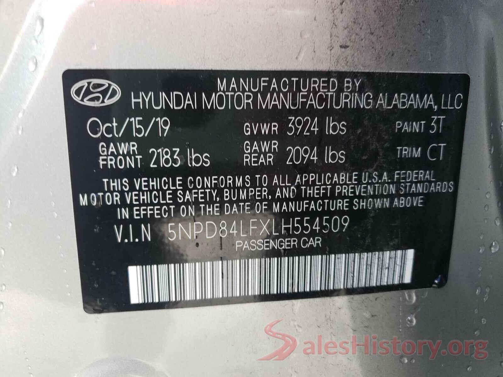 5NPD84LFXLH554509 2020 HYUNDAI ELANTRA