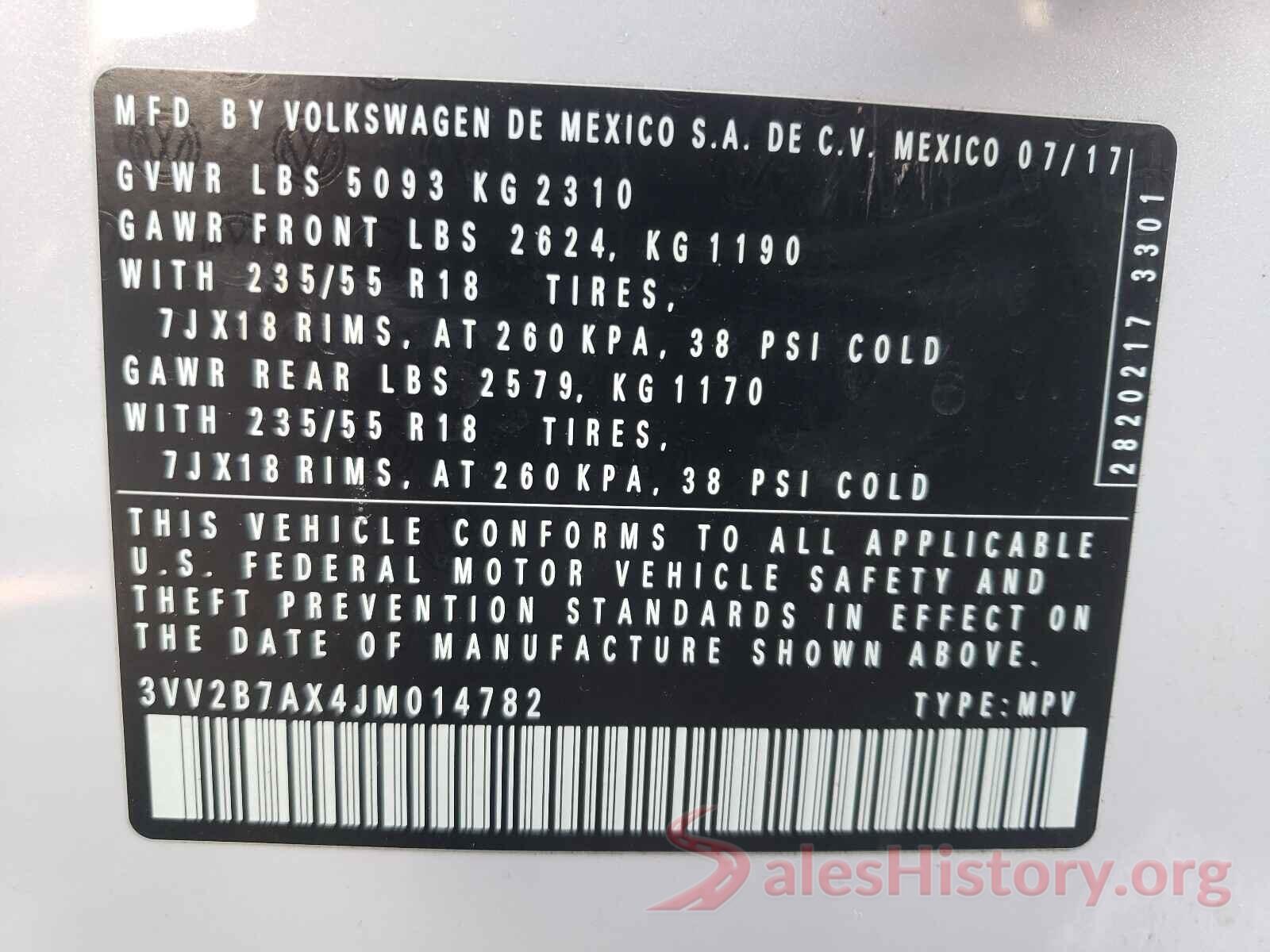 3VV2B7AX4JM014782 2018 VOLKSWAGEN TIGUAN