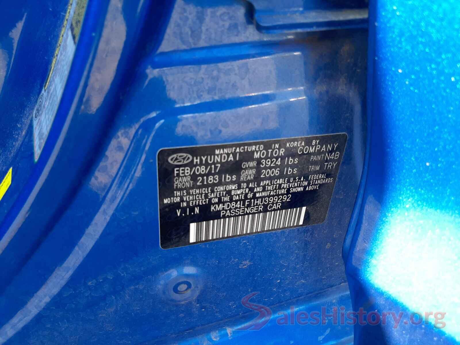 KMHD84LF1HU399292 2017 HYUNDAI ELANTRA