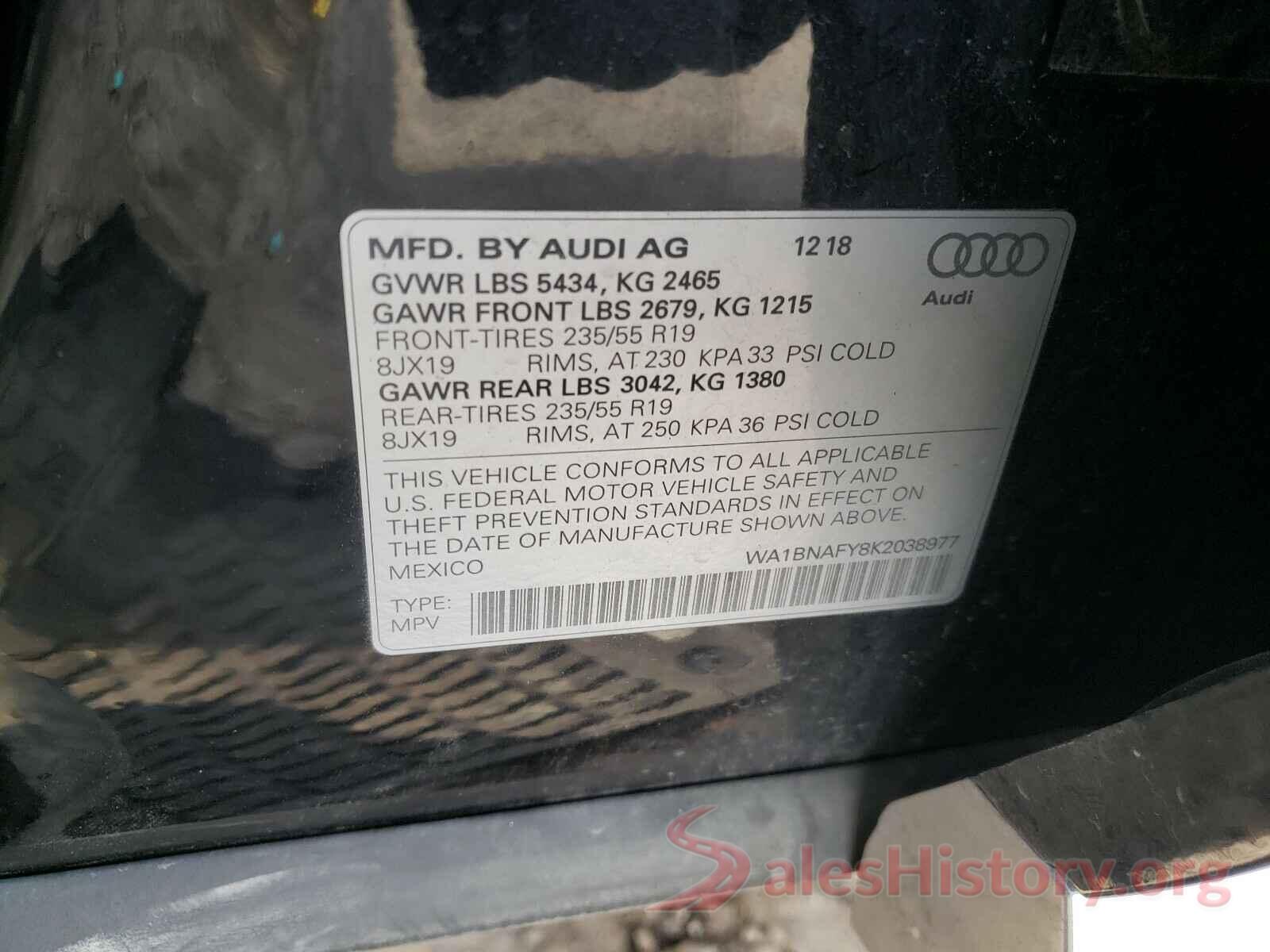 WA1BNAFY8K2038977 2019 AUDI Q5