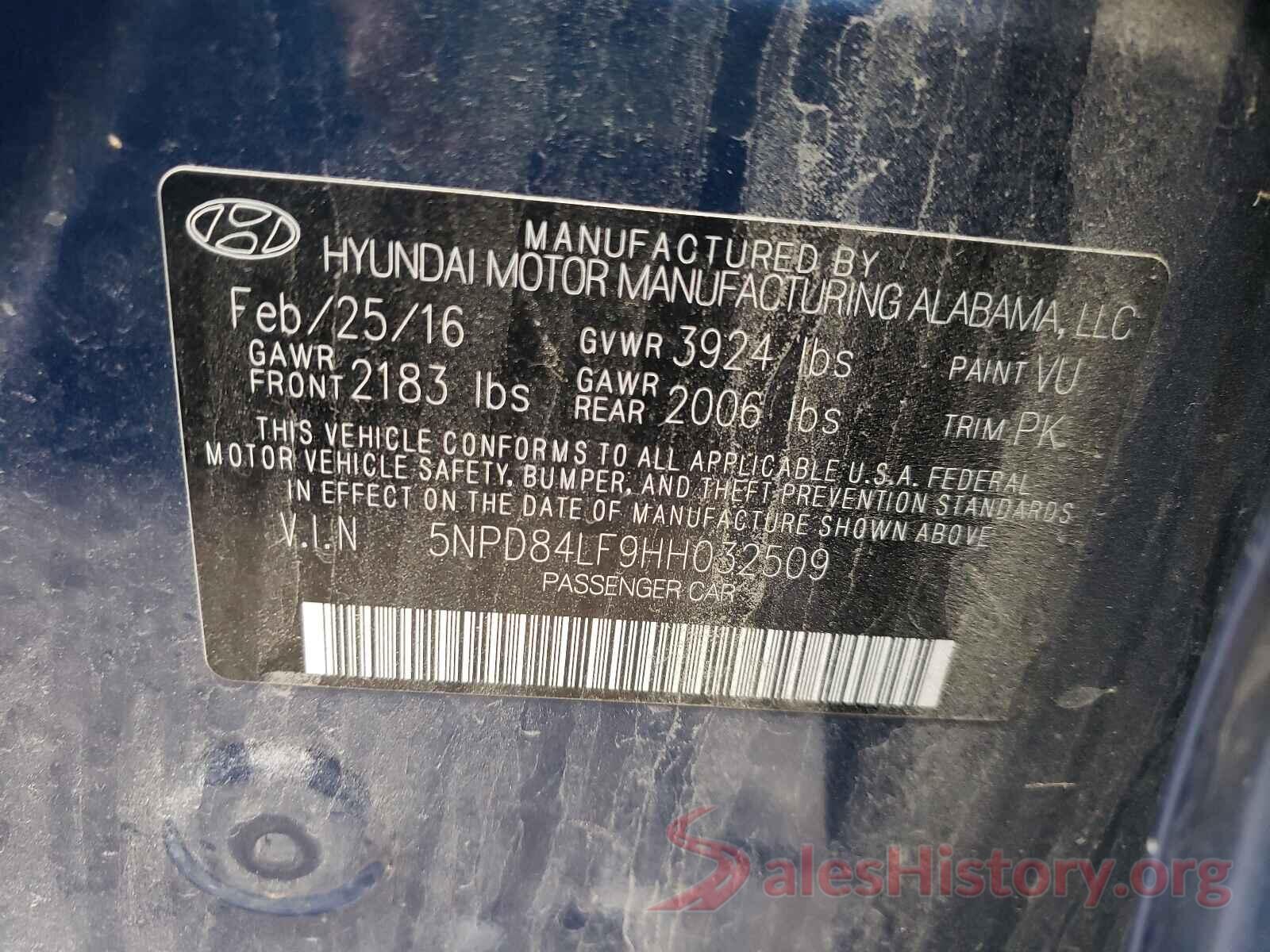 5NPD84LF9HH032509 2017 HYUNDAI ELANTRA