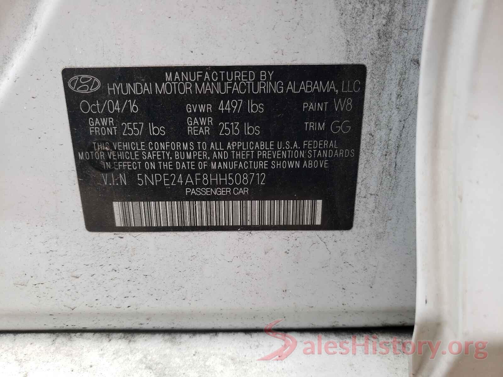 5NPE24AF8HH508712 2017 HYUNDAI SONATA