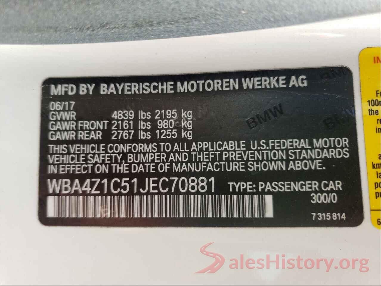 WBA4Z1C51JEC70881 2018 BMW 4 SERIES