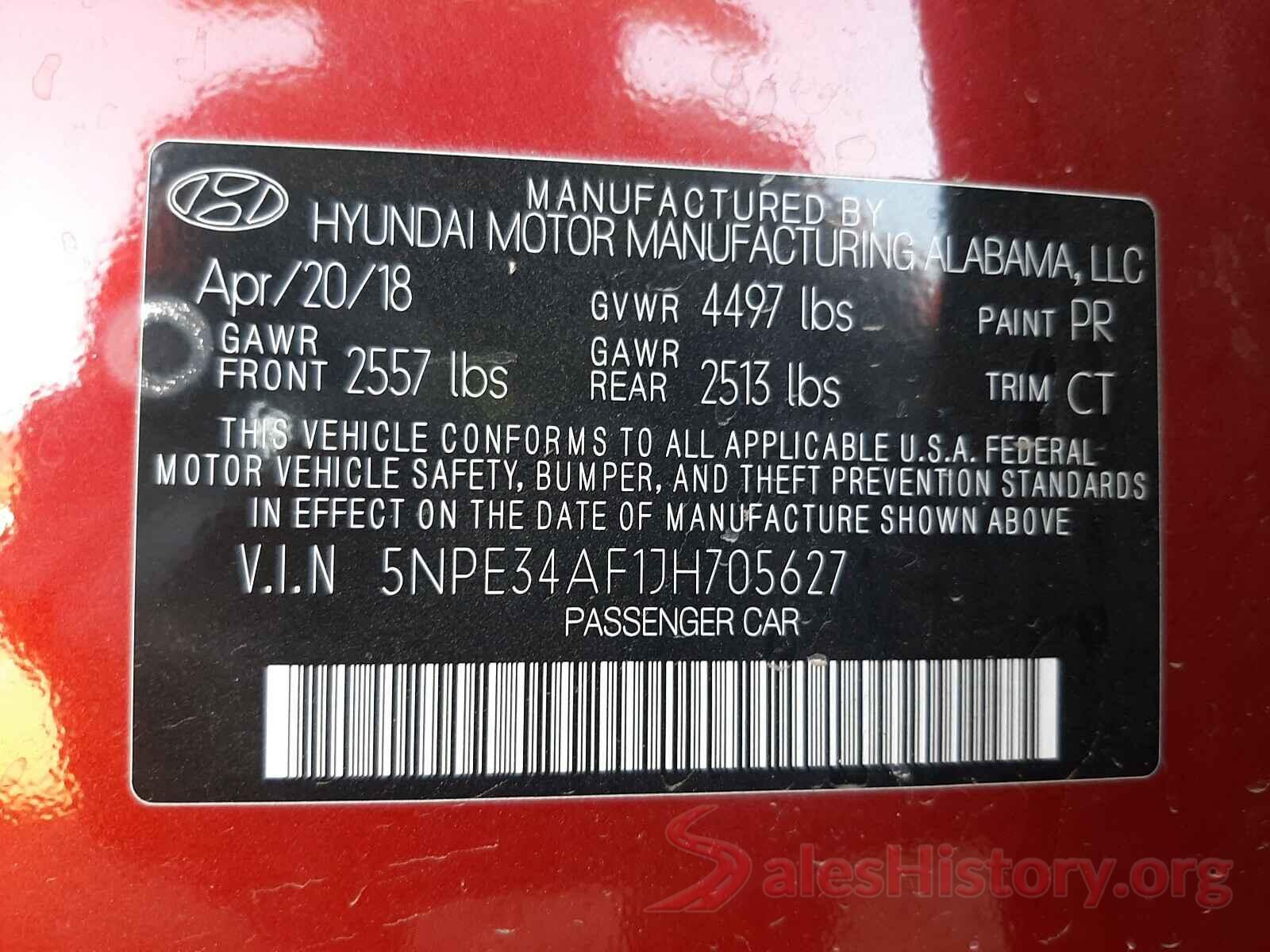 5NPE34AF1JH705627 2018 HYUNDAI SONATA