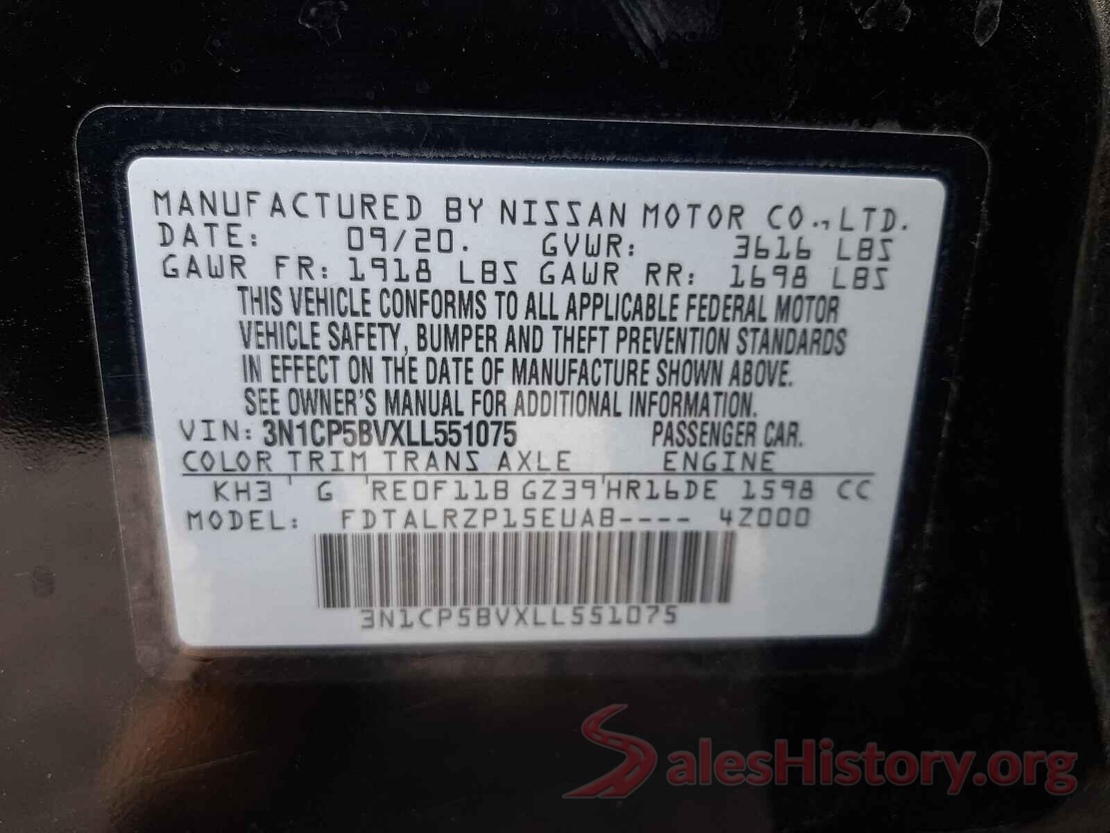 3N1CP5BVXLL551075 2020 NISSAN KICKS