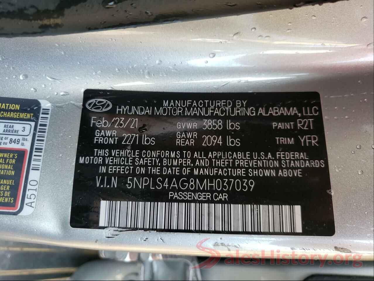 5NPLS4AG8MH037039 2021 HYUNDAI ELANTRA