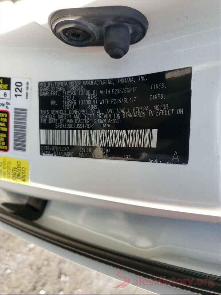 5TDYZ3DC2JS947926 2018 TOYOTA SIENNA