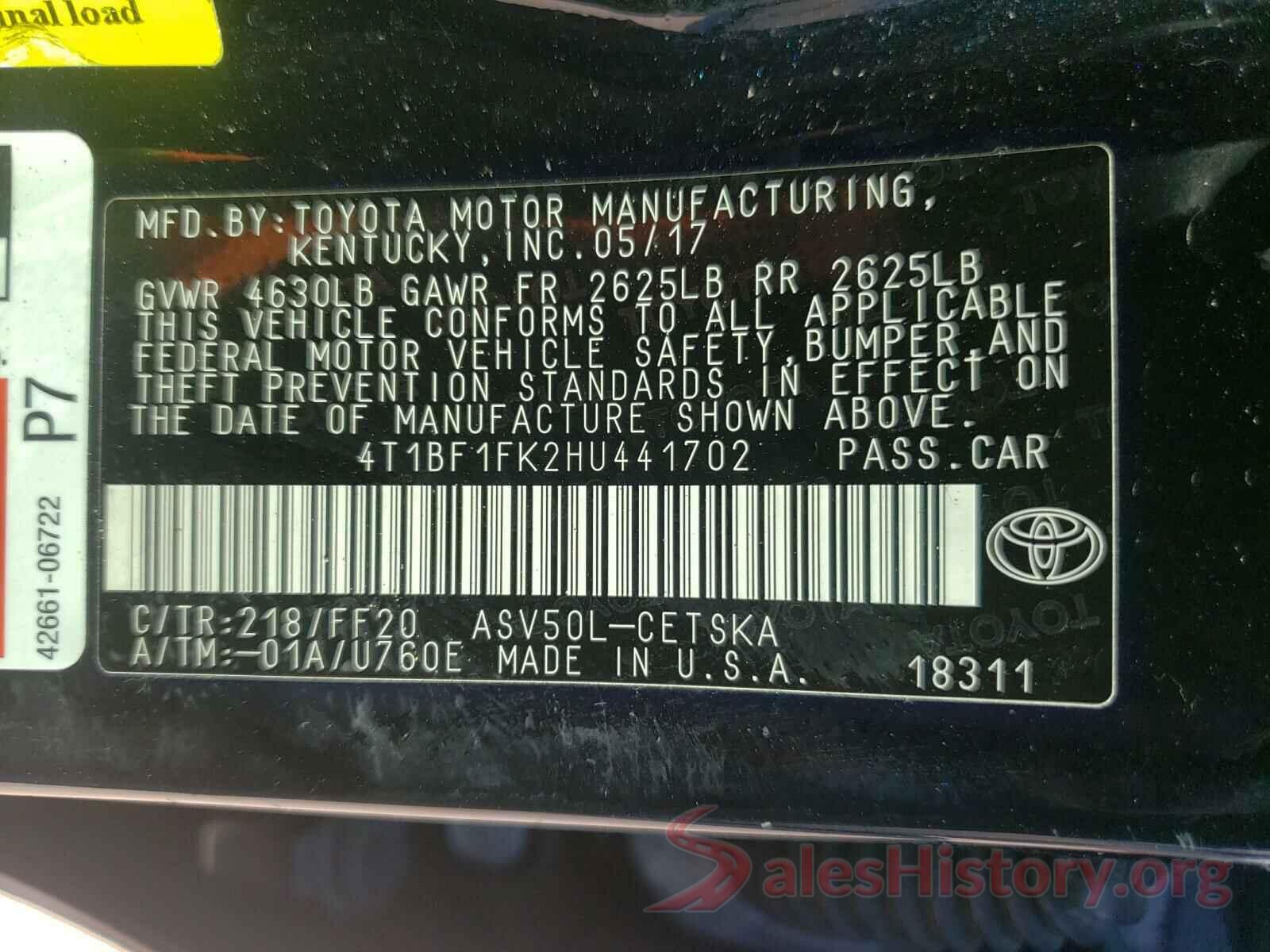 4T1BF1FK2HU441702 2017 TOYOTA CAMRY