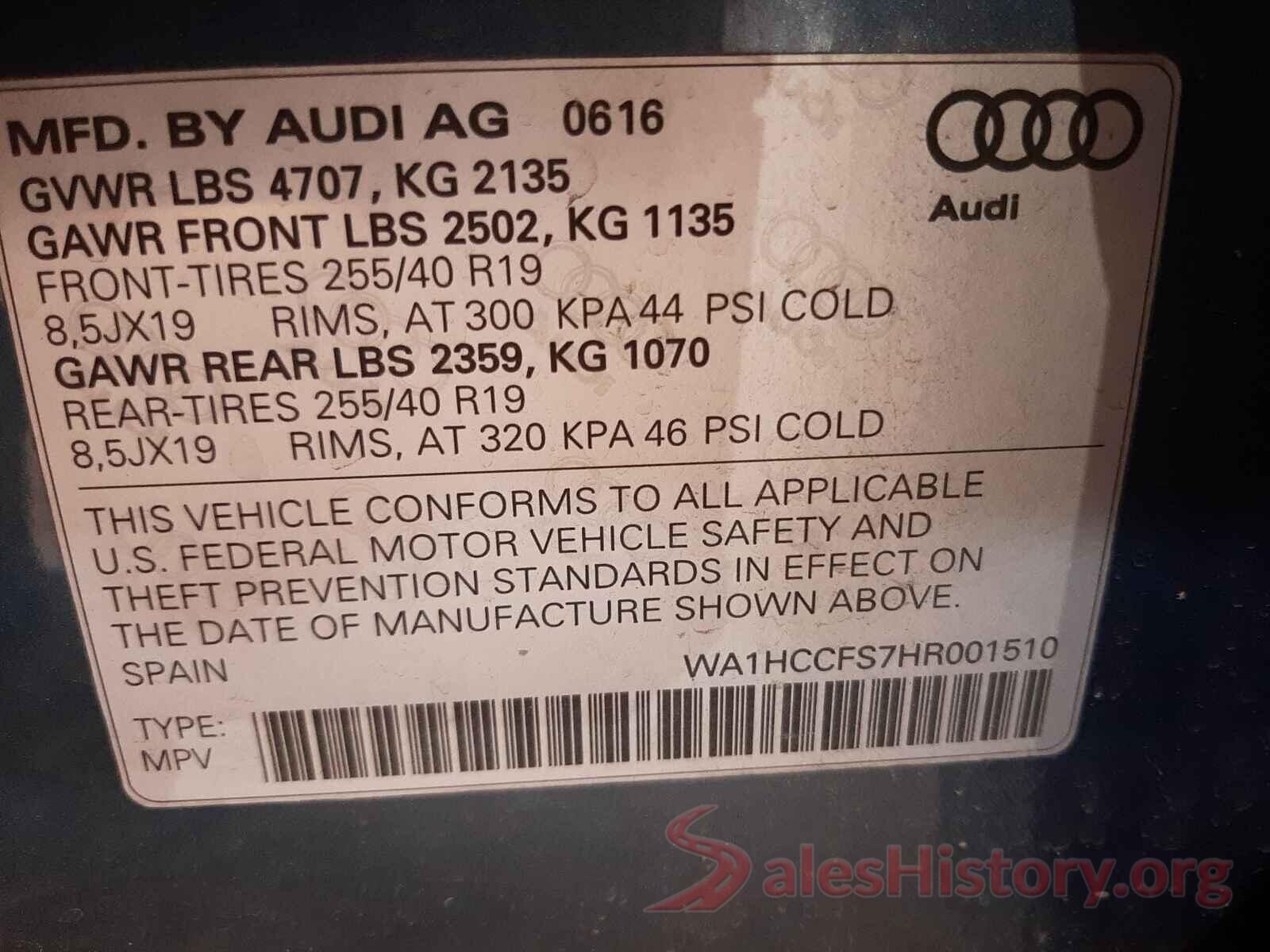 WA1HCCFS7HR001510 2017 AUDI Q3