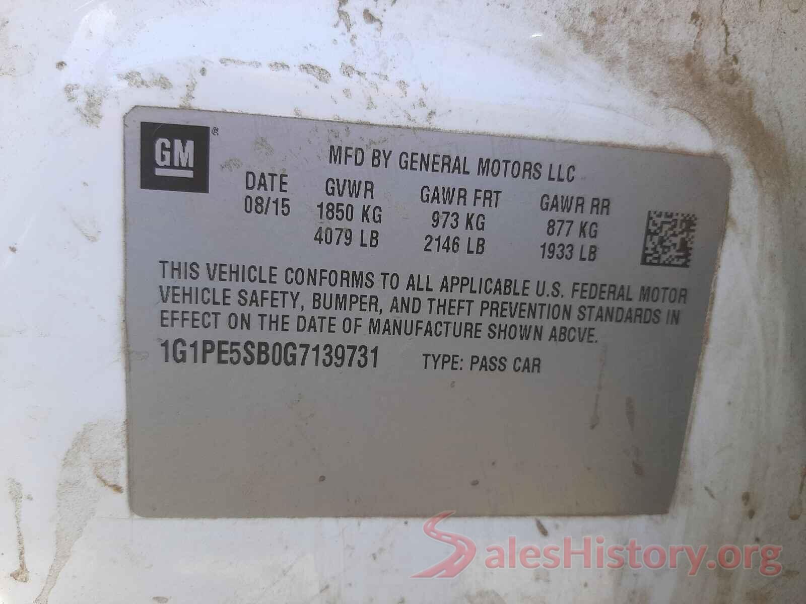 1G1PE5SB0G7139731 2016 CHEVROLET CRUZE