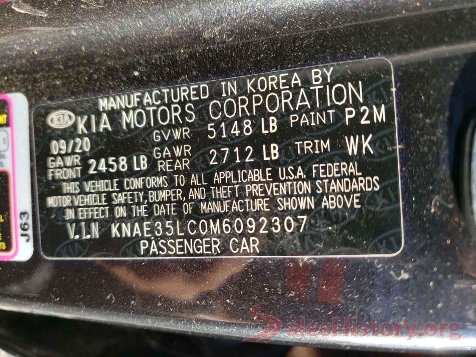 KNAE35LC0M6092307 2021 KIA STINGER