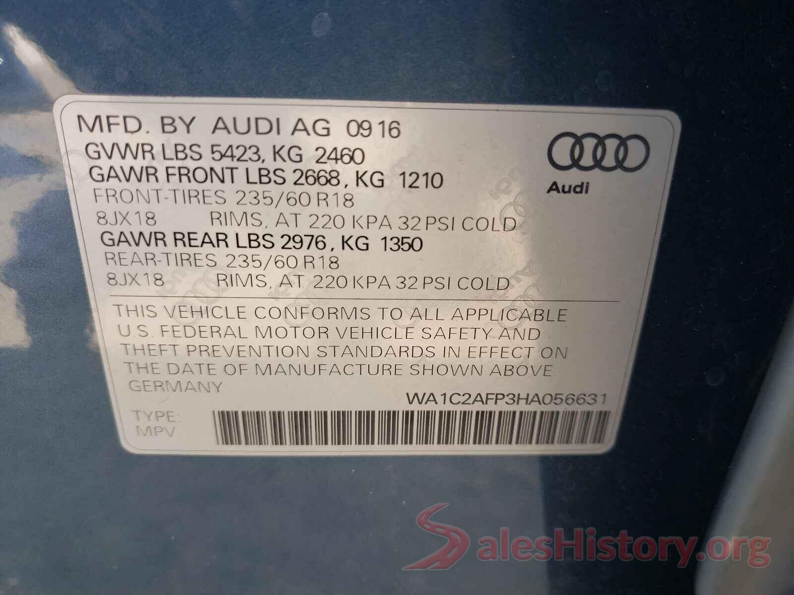 WA1C2AFP3HA056631 2017 AUDI Q5