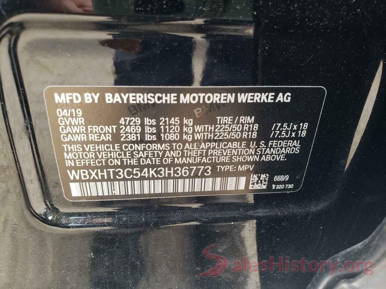 WBXHT3C54K3H36773 2019 BMW X1