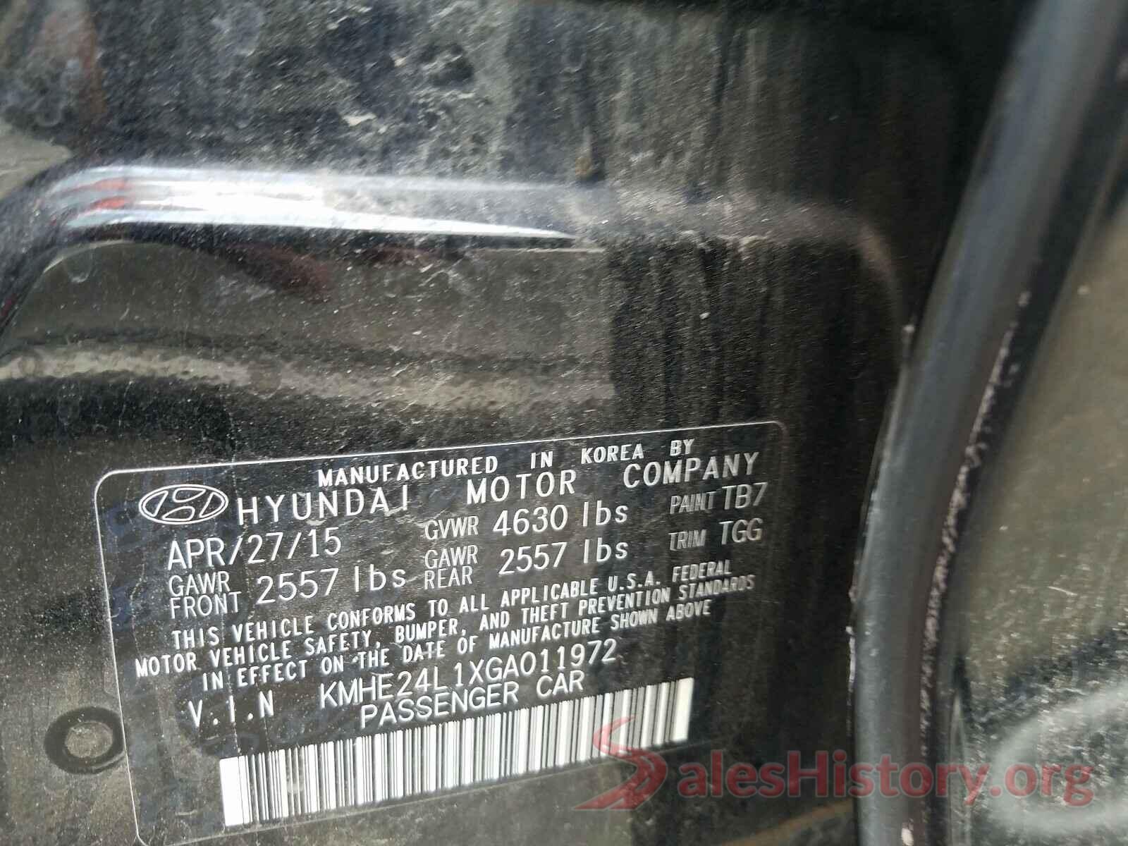 KMHE24L1XGA011972 2016 HYUNDAI SONATA