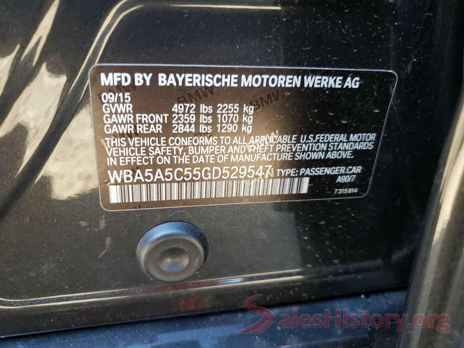 WBA5A5C55GD529547 2016 BMW 5 SERIES