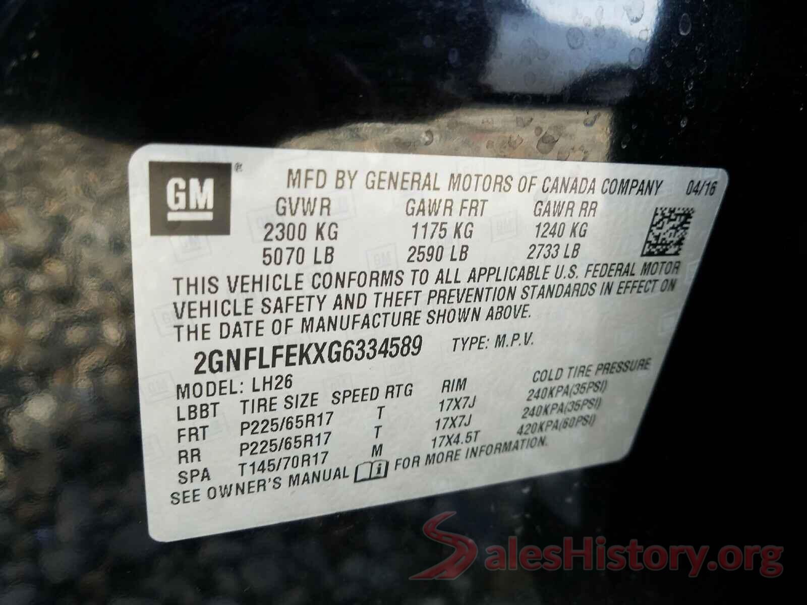 2GNFLFEKXG6334589 2016 CHEVROLET EQUINOX