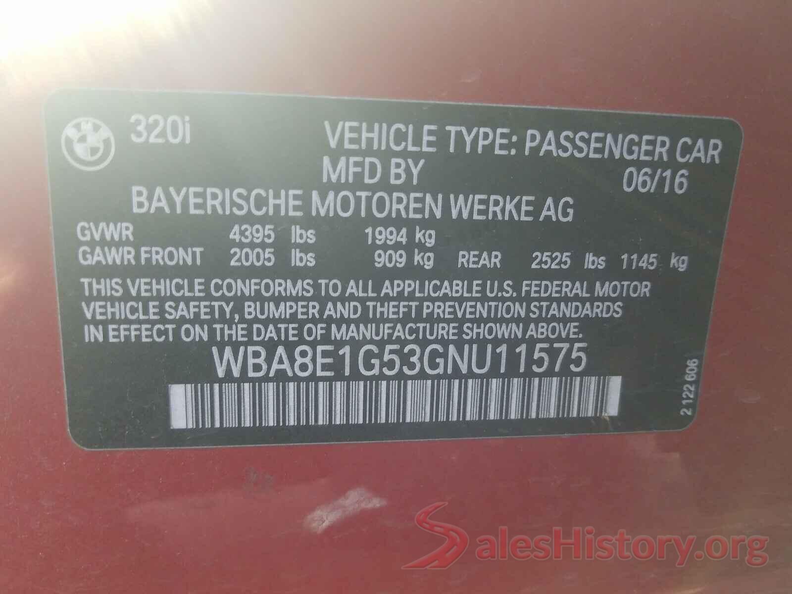 WBA8E1G53GNU11575 2016 BMW 3 SERIES