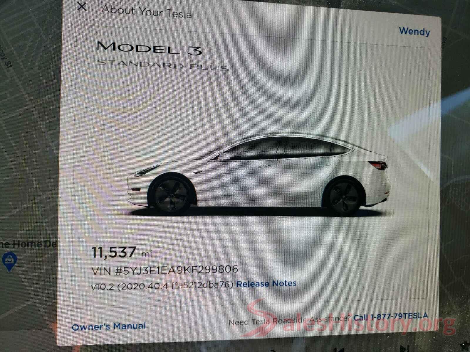 5YJ3E1EA9KF299806 2019 TESLA MODEL 3